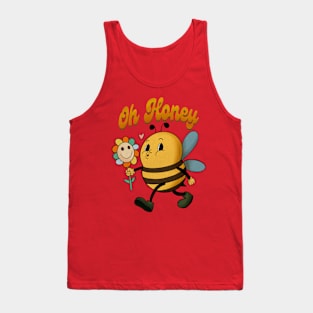 Retro 70s groovy bumblebee cartoon hippie Tank Top